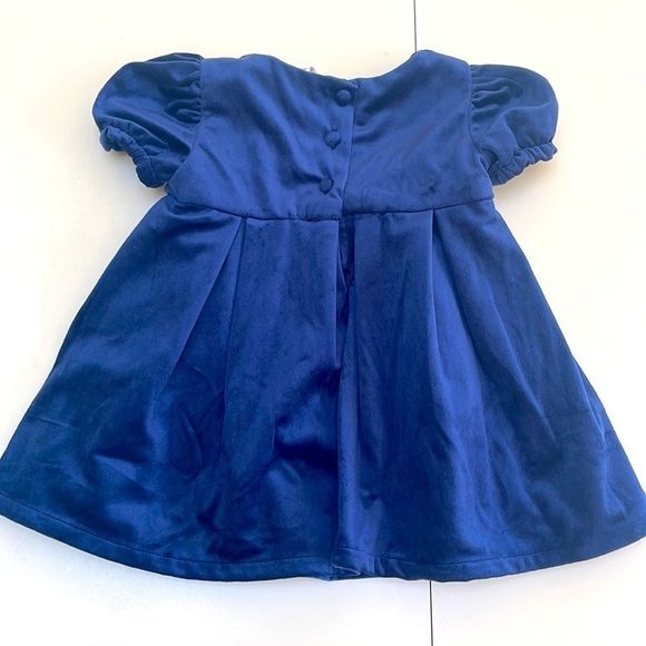 ❤️ 🆕 MAX STUDIO Girls Blue VELOUR Holiday Dress Size 18M - Picture 3 of 4
